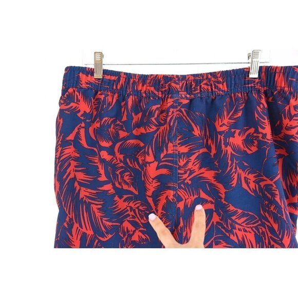 Sperry Mens Sz L Swim Trunks Board Shorts Palm Print Navy Blue Red Pockets - Picture 3 of 9